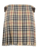 Burberry Minigonna Kilt In Lana Check
