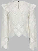 Self Portrait Top In Crochet Con Inserti In Pizzo