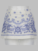 Self Portrait Skort In Lino Con Ricamo