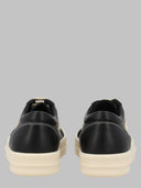 Rick Owens Scarpe In Pelle Vintage Sneaks Black/Milk/Milk