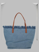 Mc2 Saint Barth Borsa "City" En Denim Con Frange