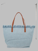 Borsa Mc2 Saint Barth "City" In Denim Con Frange