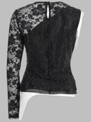 Self Portrait Top Monospalla Con Strass E Pizzo