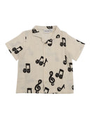 Mini Rodini Note Aop 모슬린 Ss 셔츠