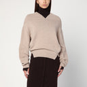 Victoria Beckham Sandfarbener Pullover in Wolle und Kaschmir