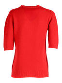 Fabiana Filippi Maglia Girocollo Manica Corta In Cashmere Garza Color Lacca