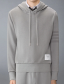 Pullover con cappuccio a maniche lunghe Thom Browne con 4 barre sovratinte in loopback solido