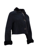 La Rose La Rose Giubbino In Pelle Montone Blu
