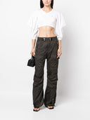 Véronique LeRoy Cotton Jersey Triangle Maniche Crop Thirt