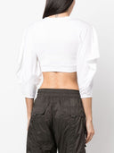 Véronique LeRoy Cotton Jersey Triangle Maniche Crop Thirt