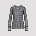 Alberta Ferretti L/S Pois Tulle Top