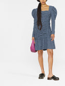 Ganni Stretch Seersucker versammelte Minikleid