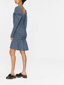 Ganni Stretch Seersucker versammelte Minikleid