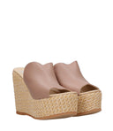 espadrilles صندل الجلد البني