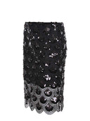 Black Midi Skirt Made Of Polyester.