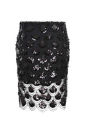 Black Midi Skirt Made Of Polyester.