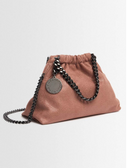 Stella Mc Cartney Falabella Mini Drawstring Bag Eco Shaggy Deer W/Dark Ruthenium Color Chain