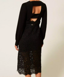 Twin Set Longuette Dress In Knitted And Lace