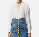 Elisabetta Franchi ジュエルディテール付きジョーゼット ブラウス