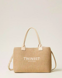 Twin Set Raffia Effect Shopper Bag