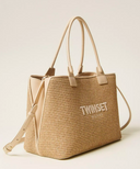 Twin Set Raffia Effect Shopper Bag