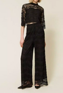 Pantaloni Twin Set in pizzo macramè