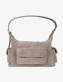 Borsa a tracolla Dumbo.B bianco sporco in pelle scamosciata