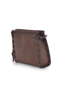 Etro läder pochette i präglade paisley jacquard