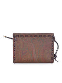 Etro läder pochette i präglade paisley jacquard