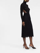 Dolce & Gabbana Gonna Midi In Pizzo Elasticizzato Con Logo