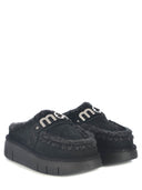 Mou 'Bounce Clog Metal Logo' Slippers Made Of Sheepskin Suede.