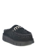 Mou 'Bounce Clog Metal Logo' Slippers Made Of Sheepskin Suede.