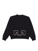 Off White Type Logo Knit Crew Black Soft Pink