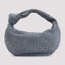 Borsa a mano Bottega Veneta Jodie Intrecciato 15 in pelle scamosciata color nuvola