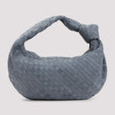 Borsa a mano Bottega Veneta Jodie Intrecciato 15 in pelle scamosciata color nuvola