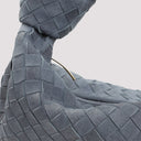 Borsa a mano Bottega Veneta Jodie Intrecciato 15 in pelle scamosciata color nuvola