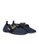 Ganni Sue Triple Denim Ballet Flat Shoe