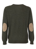 Kangra Cashmere Girocollo Basico Rasato Calato C/Toppe Alcantara