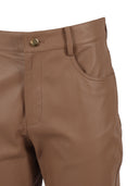 Fabiana Filippi Pantalone 5 Tasche Bootcut Slim Fit In Nappa Color Vimini