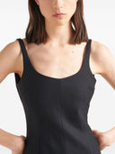 Prada Enamel Triangle Logo Wool Dress