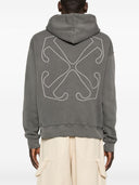 Off White Outline Arrow Cotton Hoodie