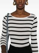 Majestic Striped Viscose Boat Neck T Shirt