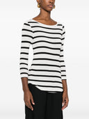 Majestic Striped Viscose Boat Neck T Shirt