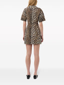 Ganni Leopard Print Organic Cotton Mini Dress