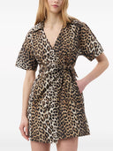 Ganni Leopard Print Organic Cotton Mini Dress
