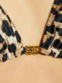 Ganni Leopard Print Triangle Bikini Top