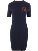 Fendi Logo Ribbed Cotton Dress