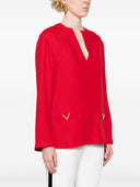 Valentino V Logo Silk Blouse