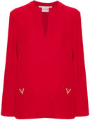 Valentino V Logo Silk Blouse