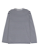 Comme Des Garcons Logo Striped Cotton T Shirt